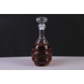 New design round glass decanter/emboss glass decanter/sealed glass storage bottle.